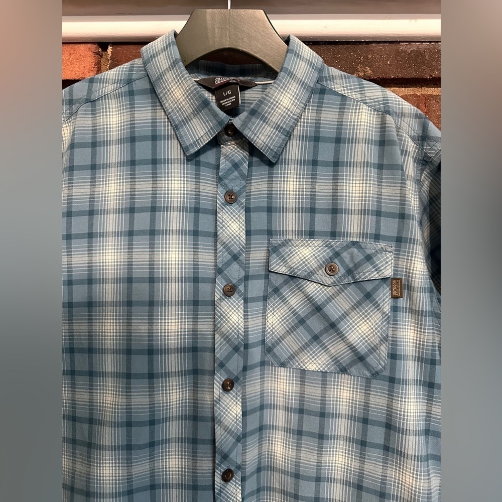 💙men outdoor research Blue Plaid Men's Shirt